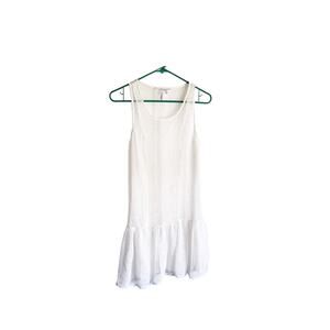 BCBGeneration White Open Knit Crocheted See Through Cover Up Slip Dress Size M
